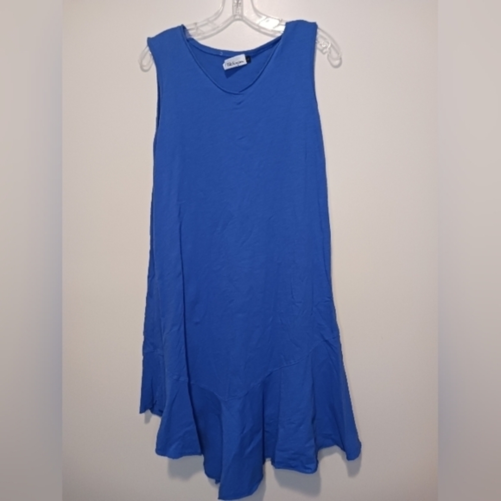 Patchington Large Blue Maxi Dress Hankercheif Hemline
